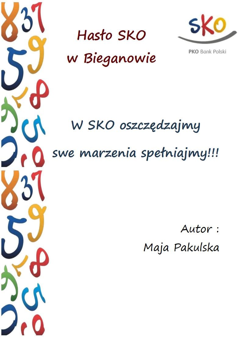 Hasło W SKO oszczędzajmy swoje marzenia spełniajmy