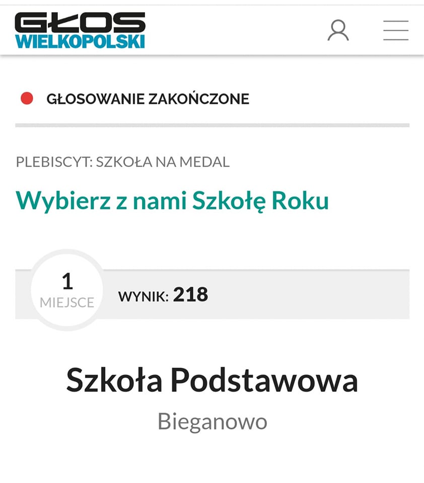 Głos Wielkopolski Szkoła na medal 1 miejsce